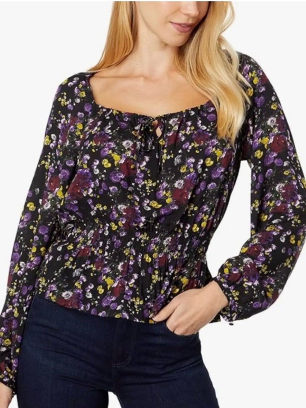 Paige PAIGE Odalynn Floral Top in Black Multi Size S